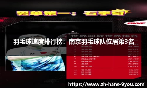羽毛球速度排行榜：南京羽毛球队位居第3名